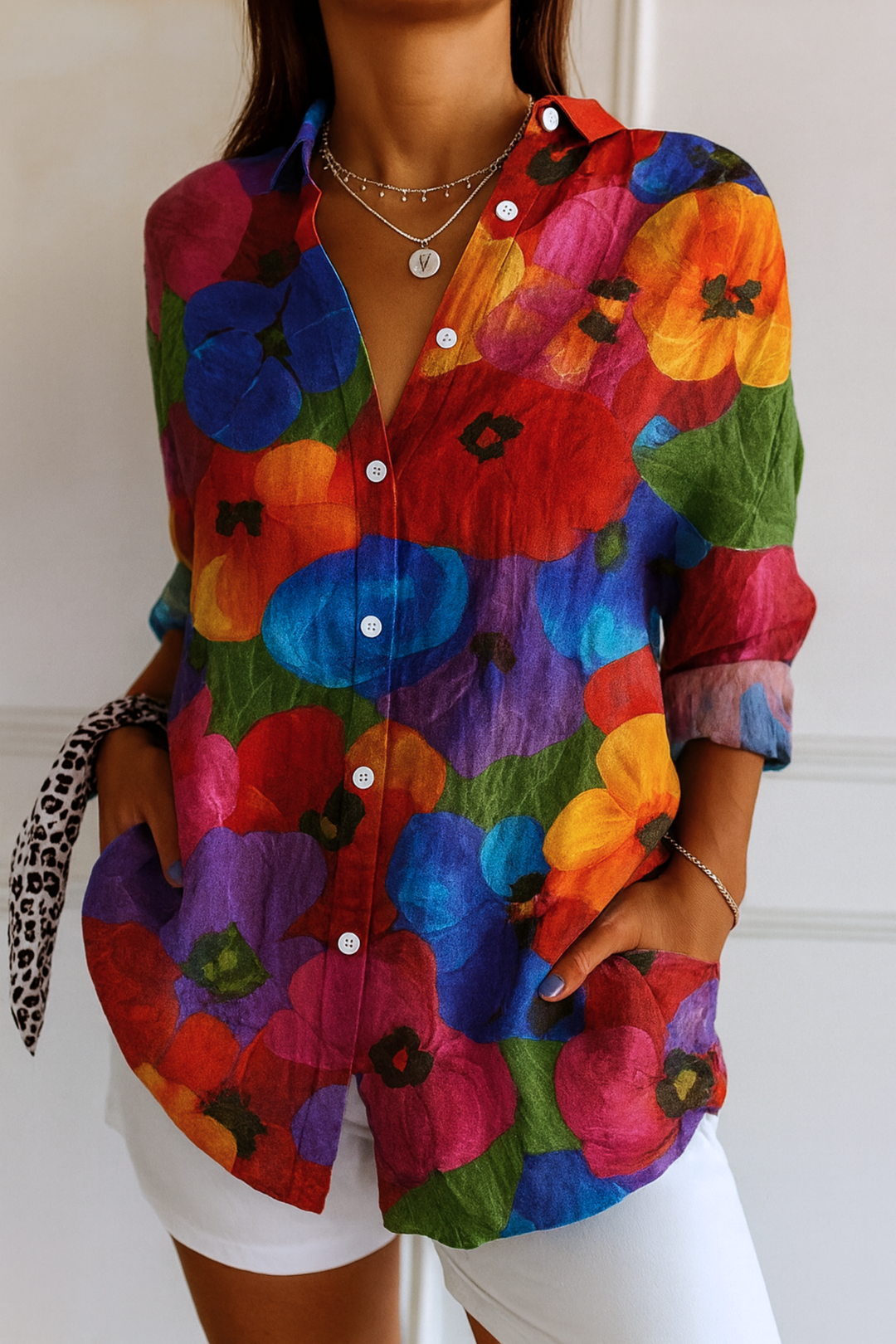 Astra | Blouse with Colourful Pattern
