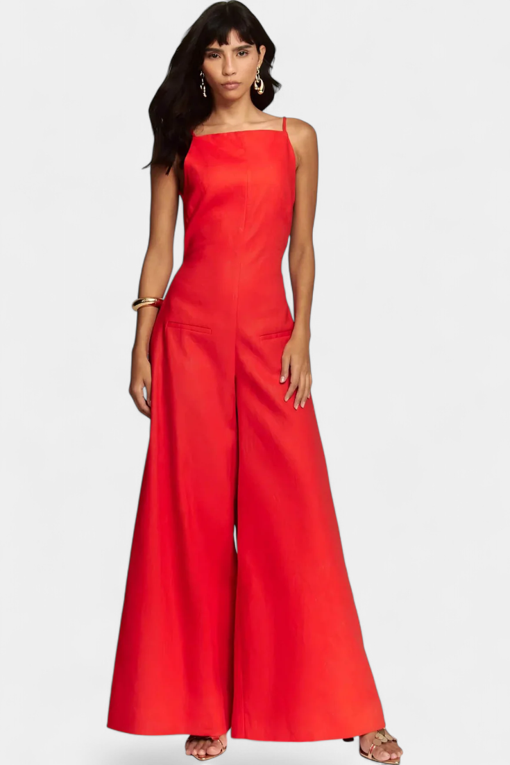 Belén Wide-Leg Halter Jumpsuit with Radiant Drop