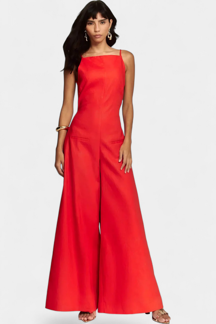 Belén Wide-Leg Halter Jumpsuit with Radiant Drop