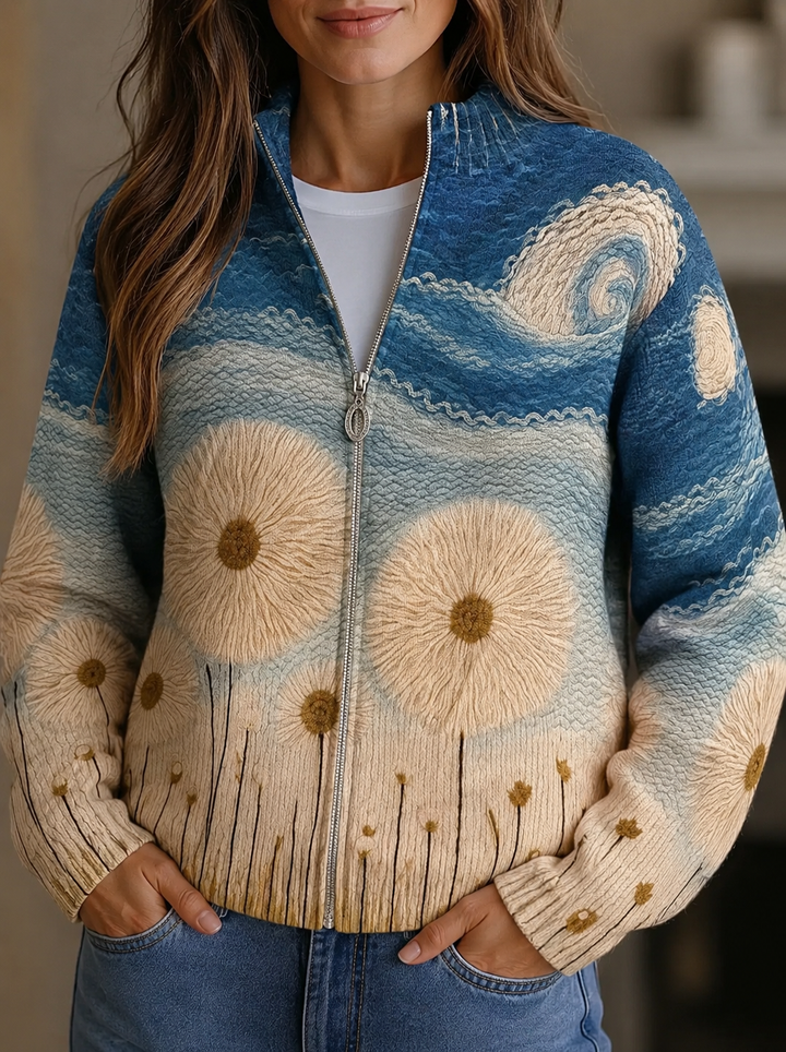 Yolanda | Dandelion Quilted Zip Cardigan