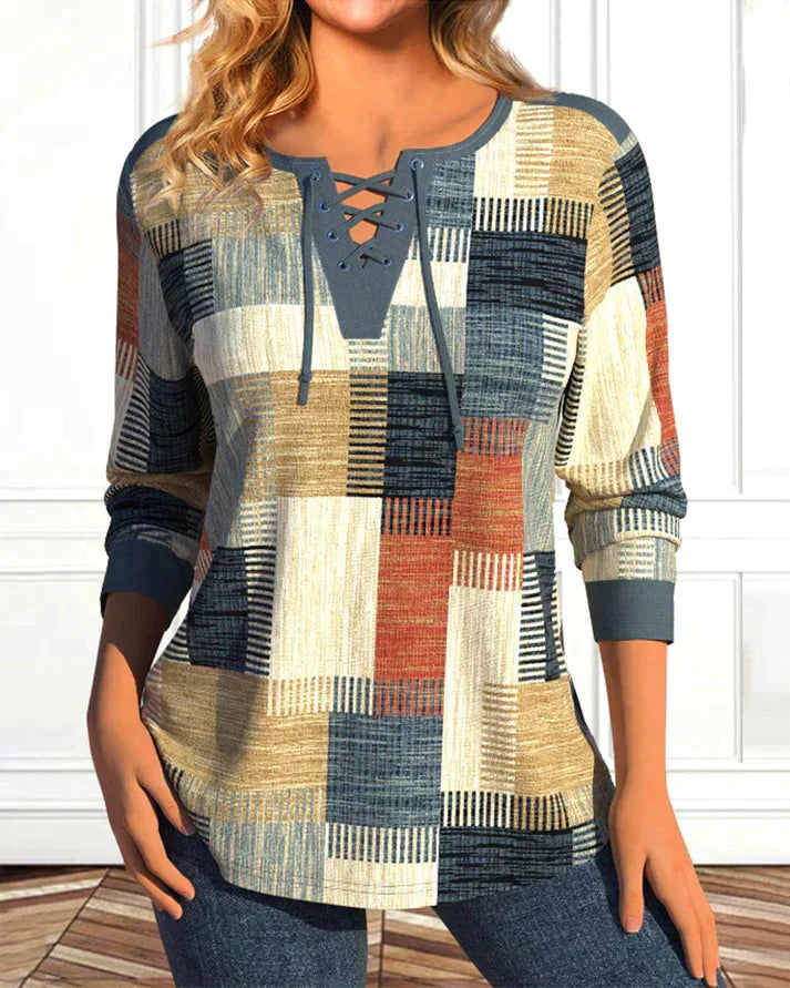 Top with Geometric Print