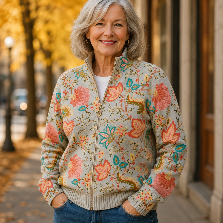 Xanthe | Floral Garden Zip Cardigan