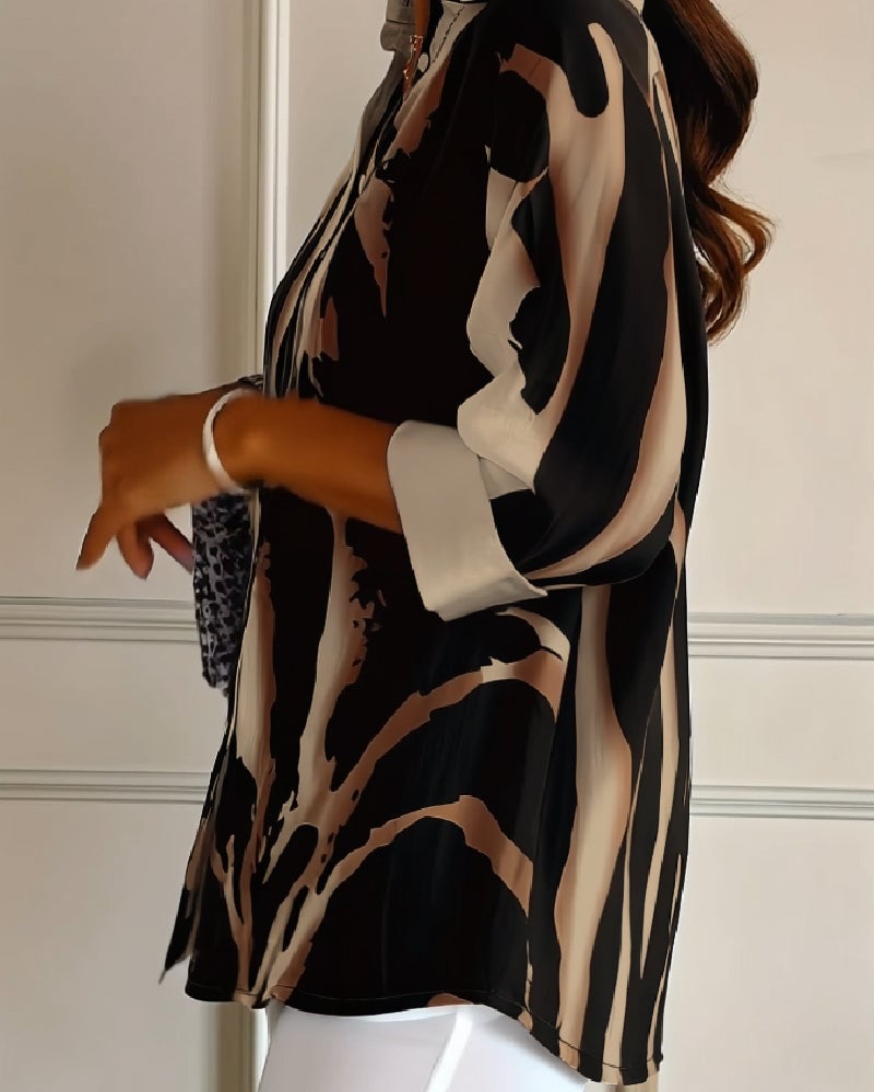 Saskia | Printed High-Neck Blouse