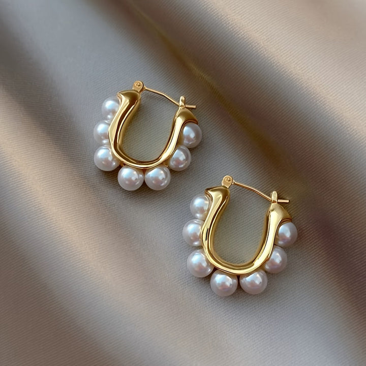Viviana™ | Pearl Cluster Hoop Earrings