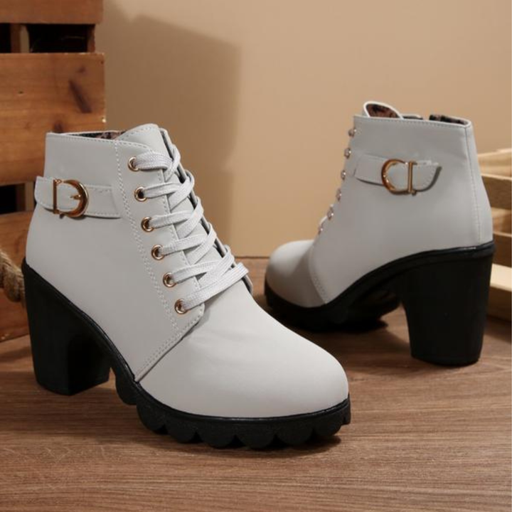 Katni™ | Lace-Up Buckle Chunky Ankle Boots