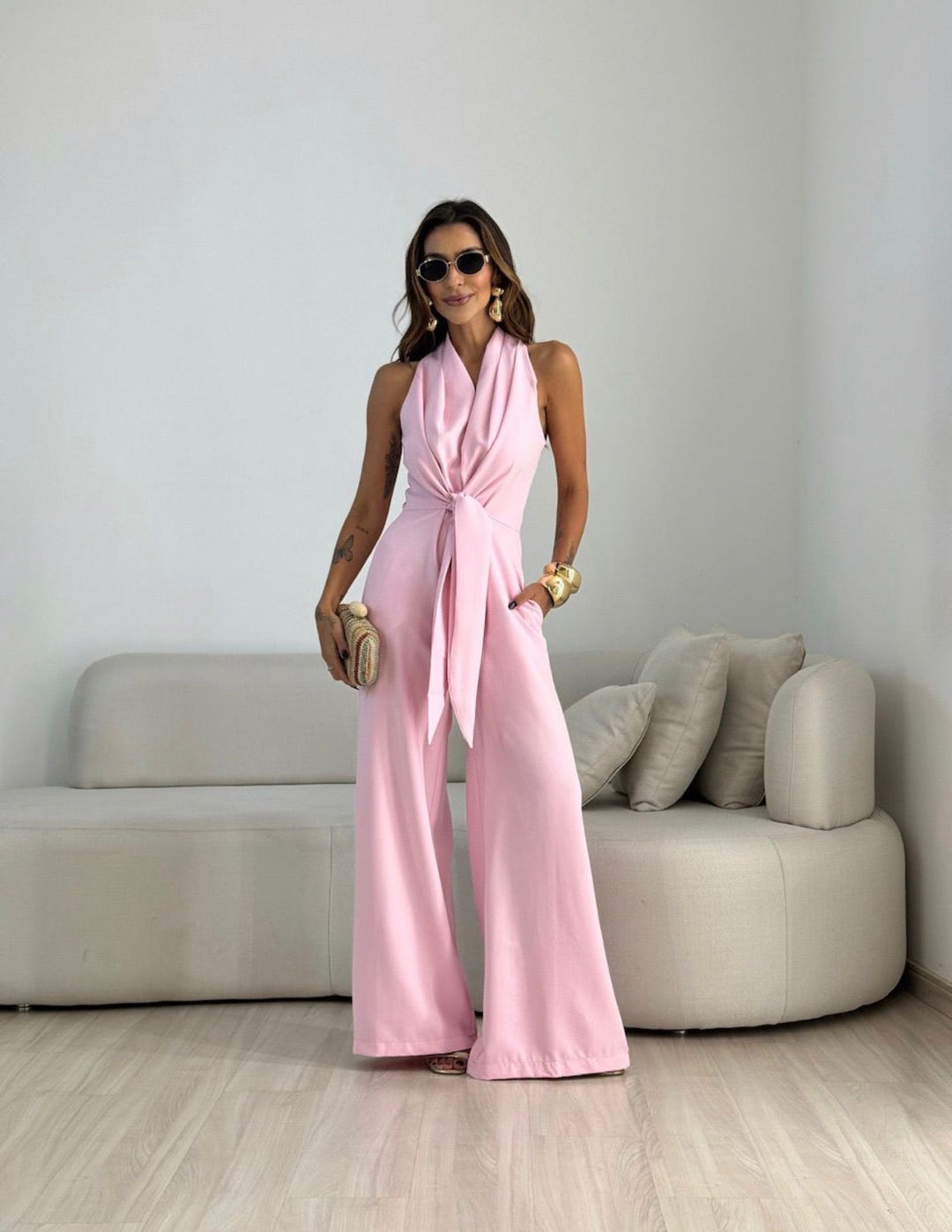 Caterina™ | Knot-Front Wide-Leg Jumpsuit