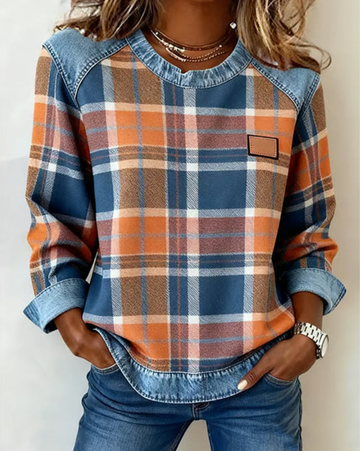 Anna | Check Patchwork Sweatshirt