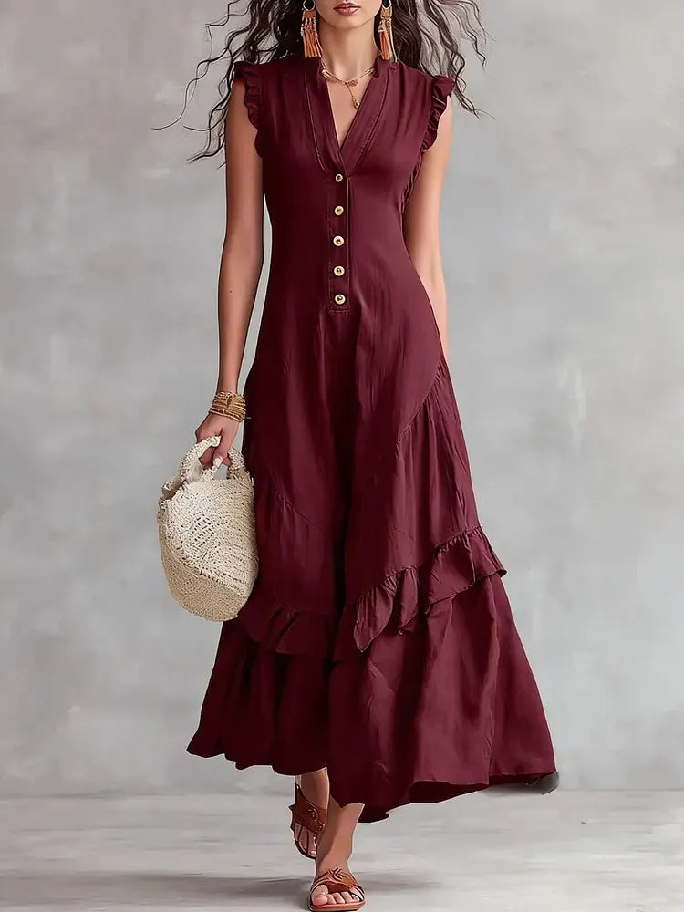 Linnea | Minimalist Lace Cotton-Linen Dress