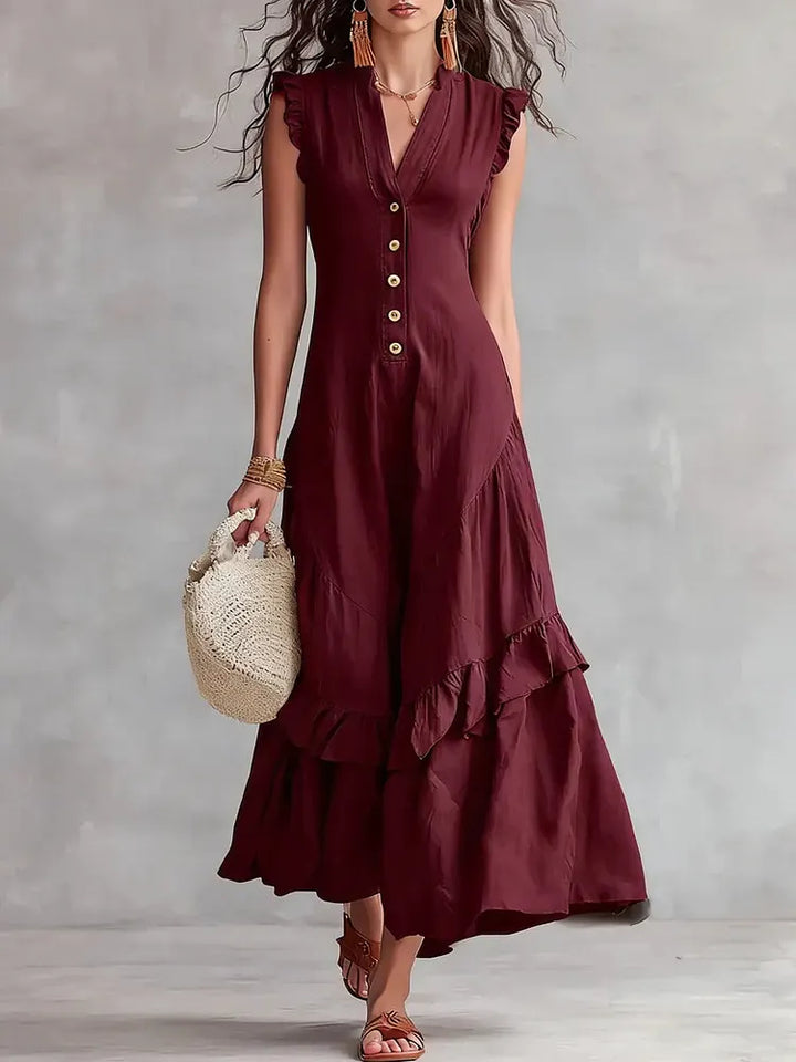 Linnea | Minimalist Lace Cotton-Linen Dress