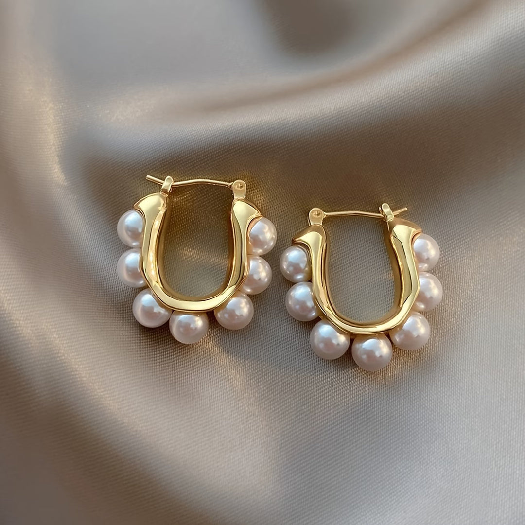 Viviana™ | Pearl Cluster Hoop Earrings