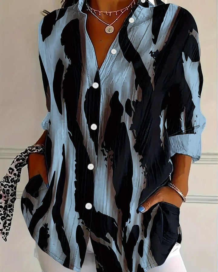 Saskia | Printed High-Neck Blouse
