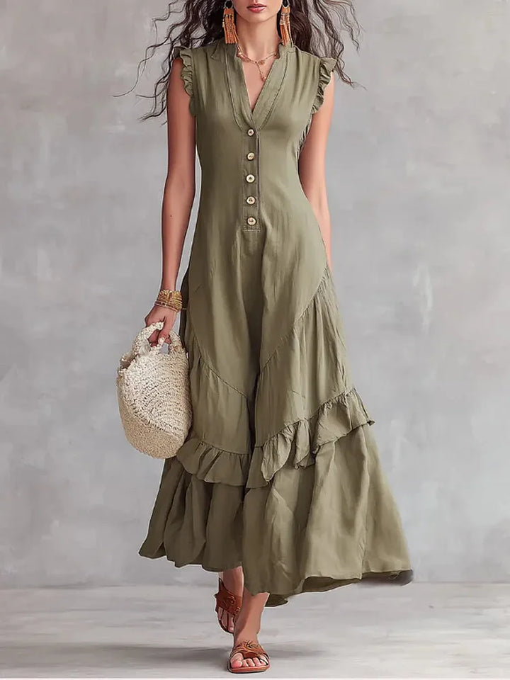 Linnea | Minimalist Lace Cotton-Linen Dress