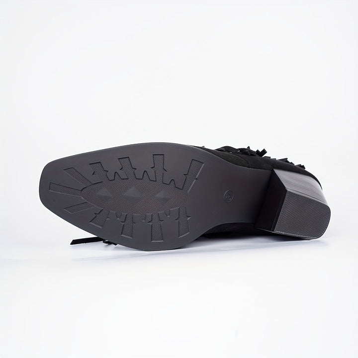 Vespa™ | Black Fringe Cowboy Boots