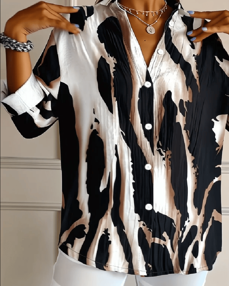 Saskia | Printed High-Neck Blouse