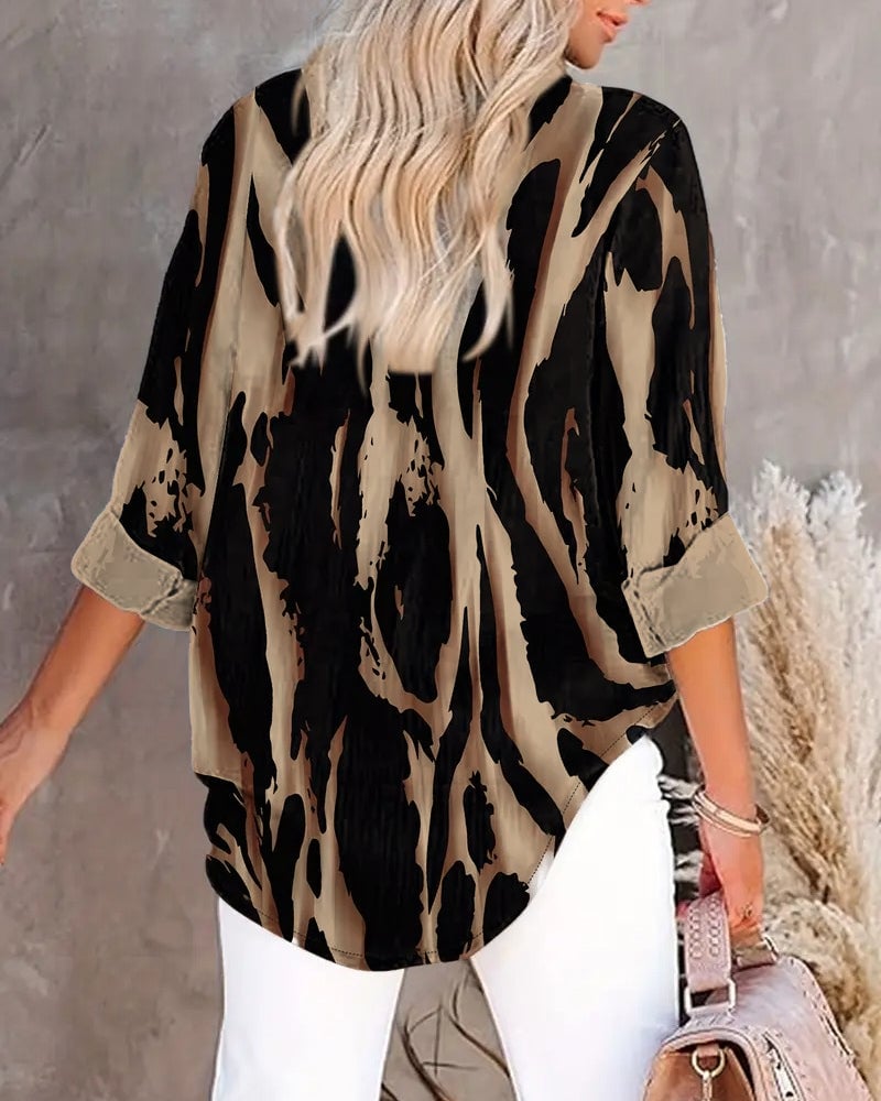 Saskia | Printed High-Neck Blouse