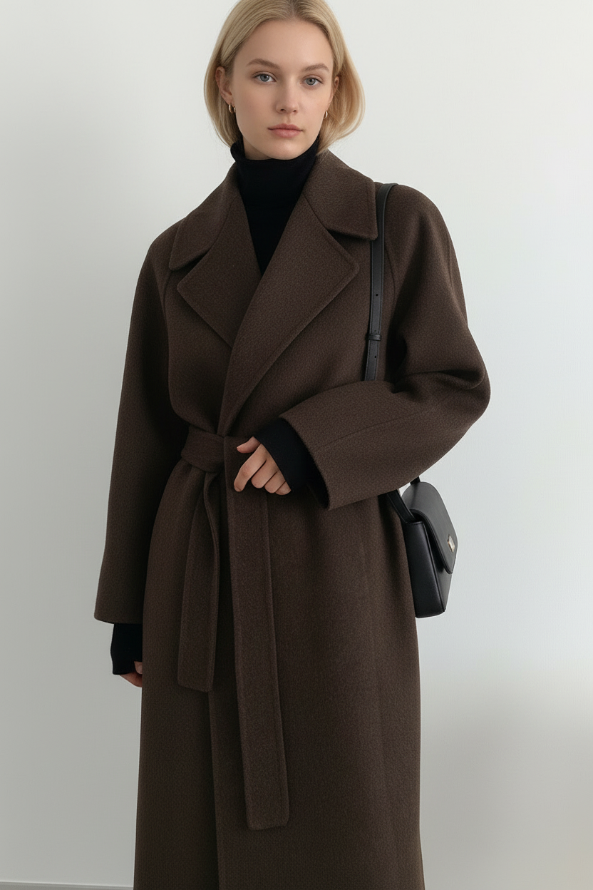 Kaithlin - Elegant Belted Long Coat