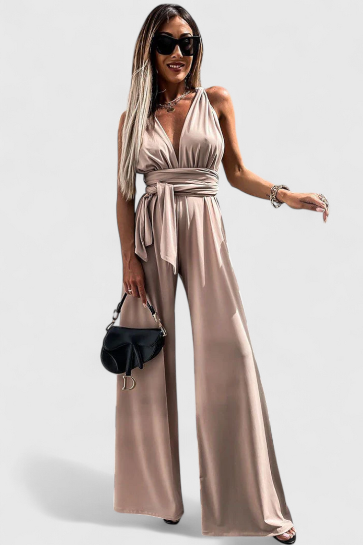 Ivana Jumpsuit with Wide Legs and Crossed Back