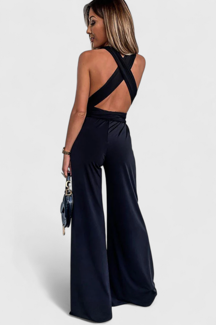 Ivana Jumpsuit with Wide Legs and Crossed Back