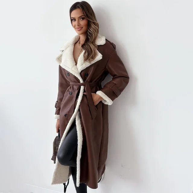 Thalissa | Belted Faux-Leather Coat