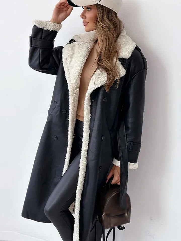 Thalissa | Belted Faux-Leather Coat