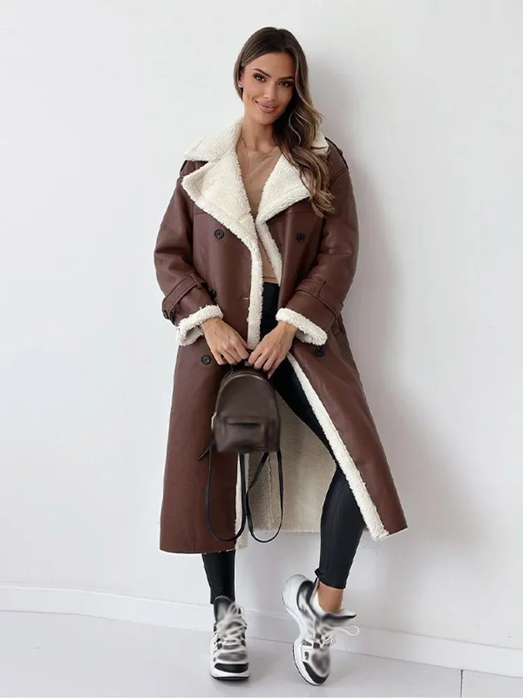 Thalissa | Belted Faux-Leather Coat