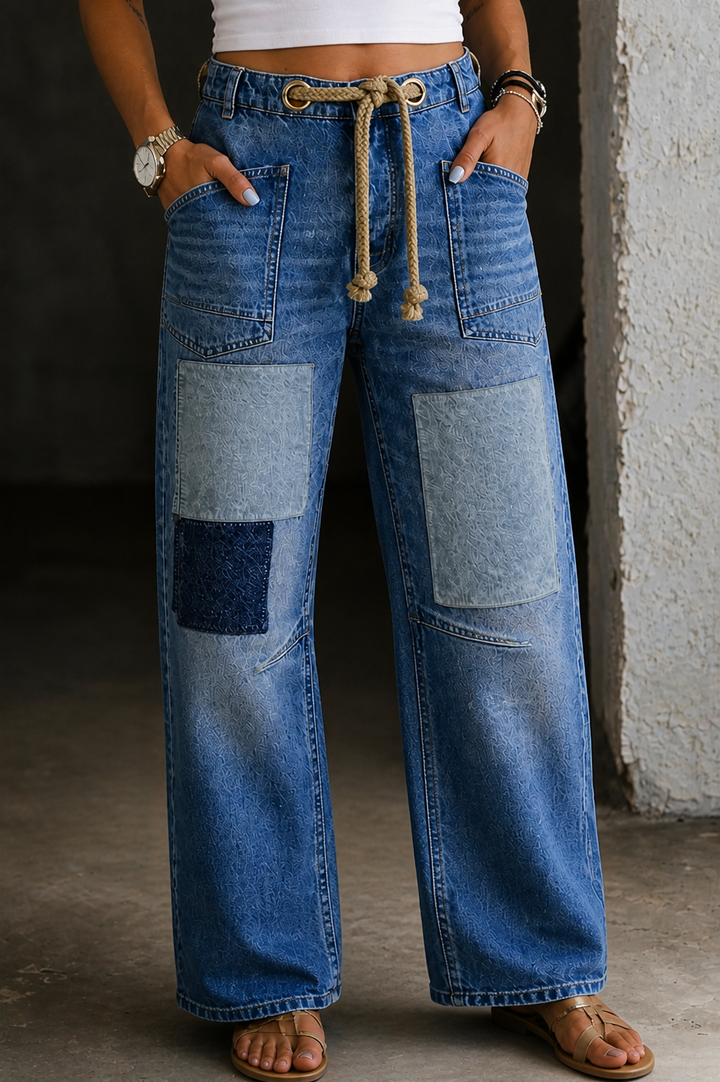 Yaretzi™ | Patchwork Drawstring Jeans