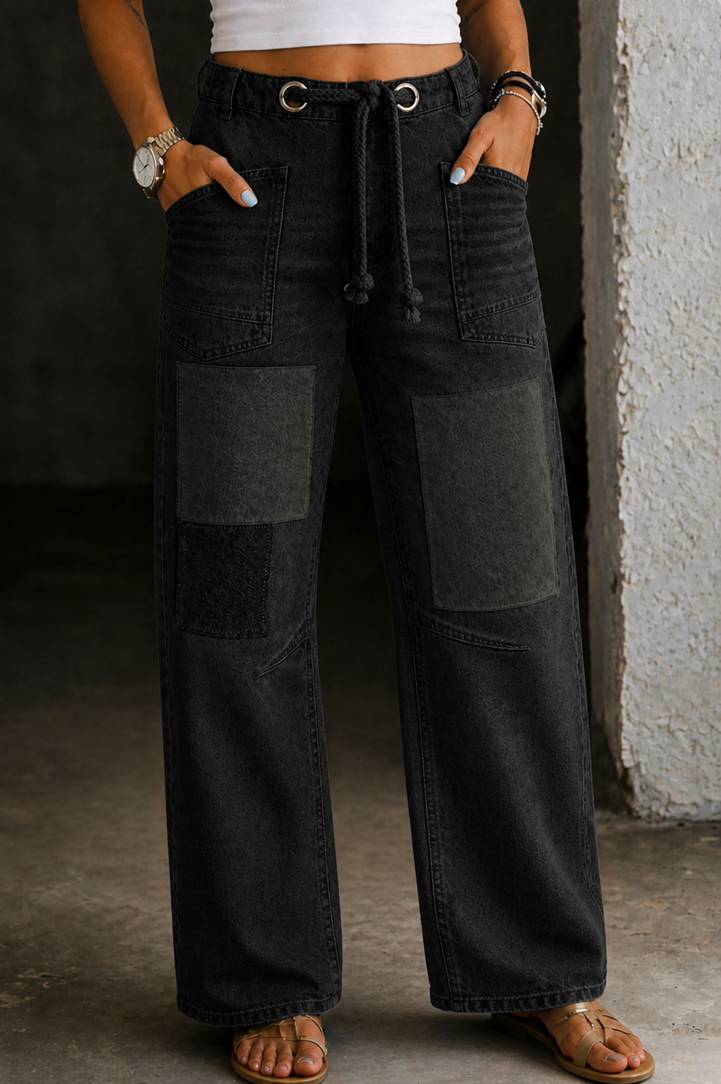 Yaretzi™ | Patchwork Drawstring Jeans