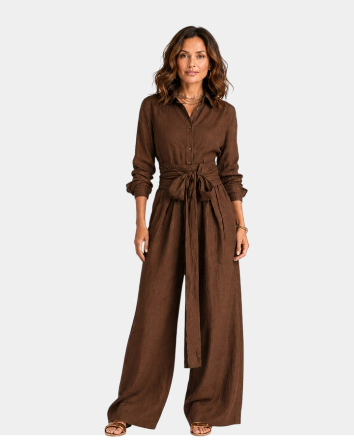 Cybèle | Elegant long-sleeved jumpsuit with belt