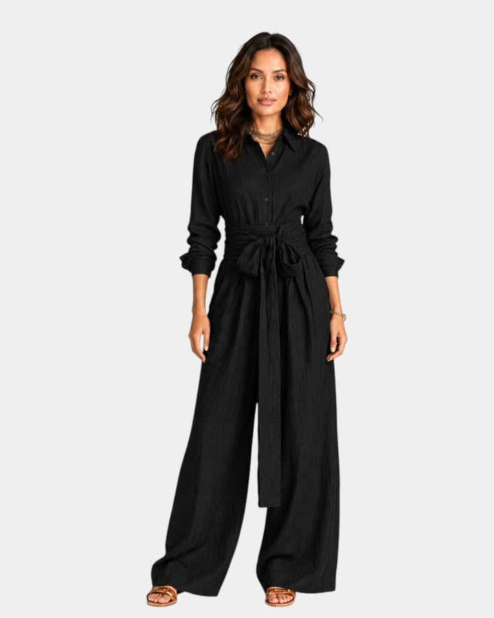 Cybèle | Elegant long-sleeved jumpsuit with belt