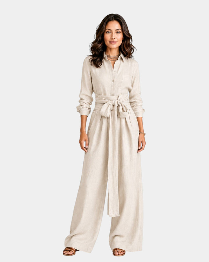 Cybèle | Elegant long-sleeved jumpsuit with belt