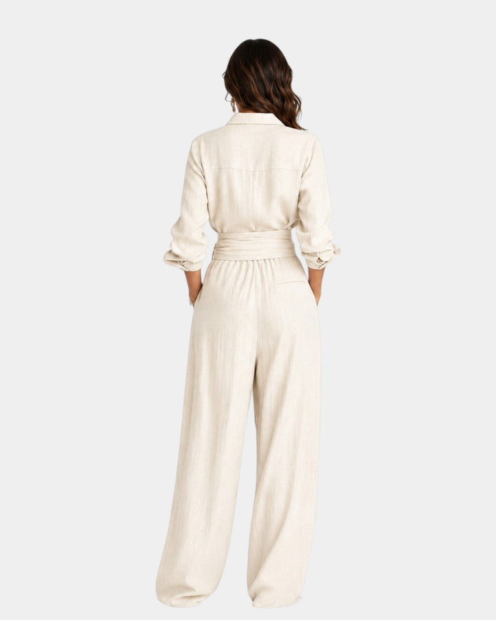 Cybèle | Elegant long-sleeved jumpsuit with belt