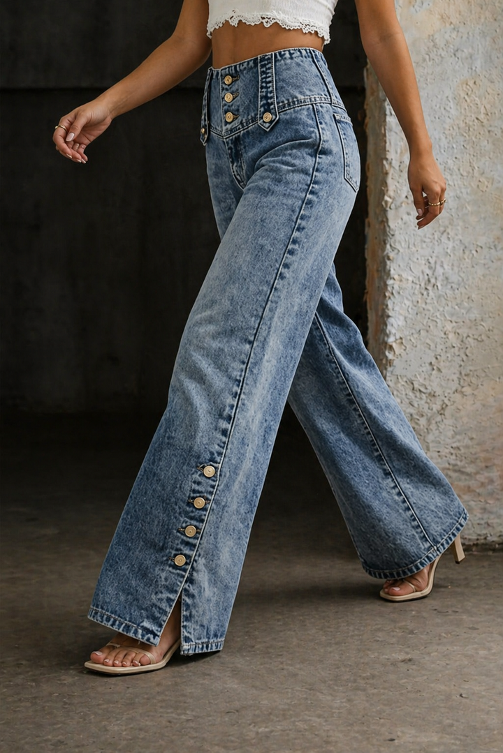 Jolene™ | High-Waist Slit Jeans