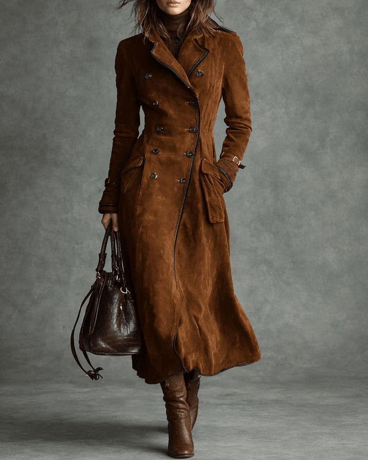 Kaila – Suede Leather Trench Coat