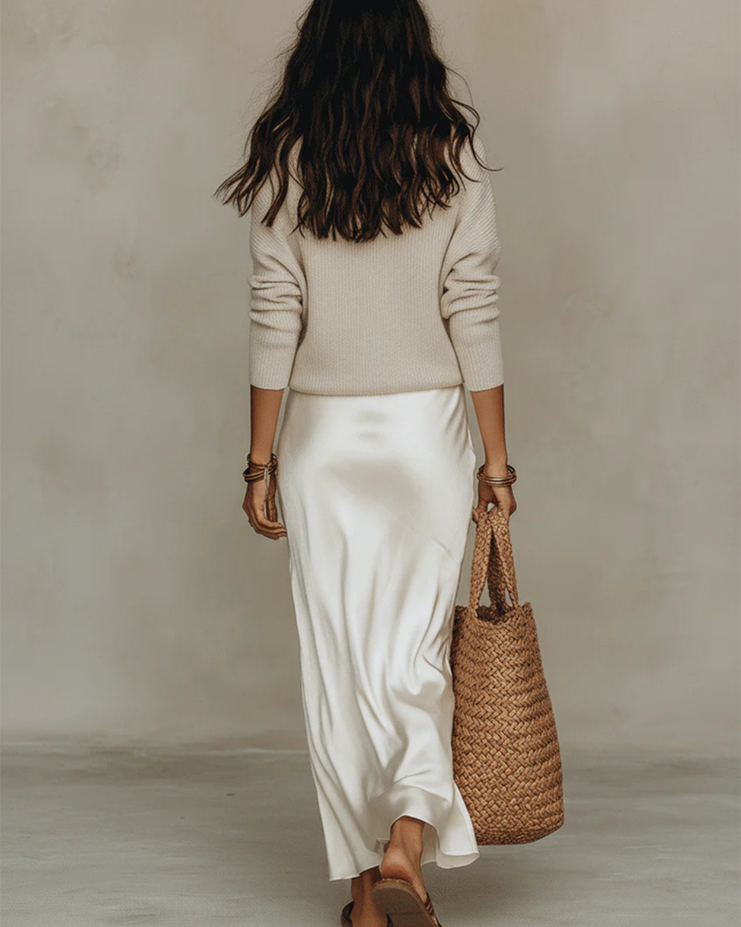Elena | Midi Satin Dress with Built-in Sweater