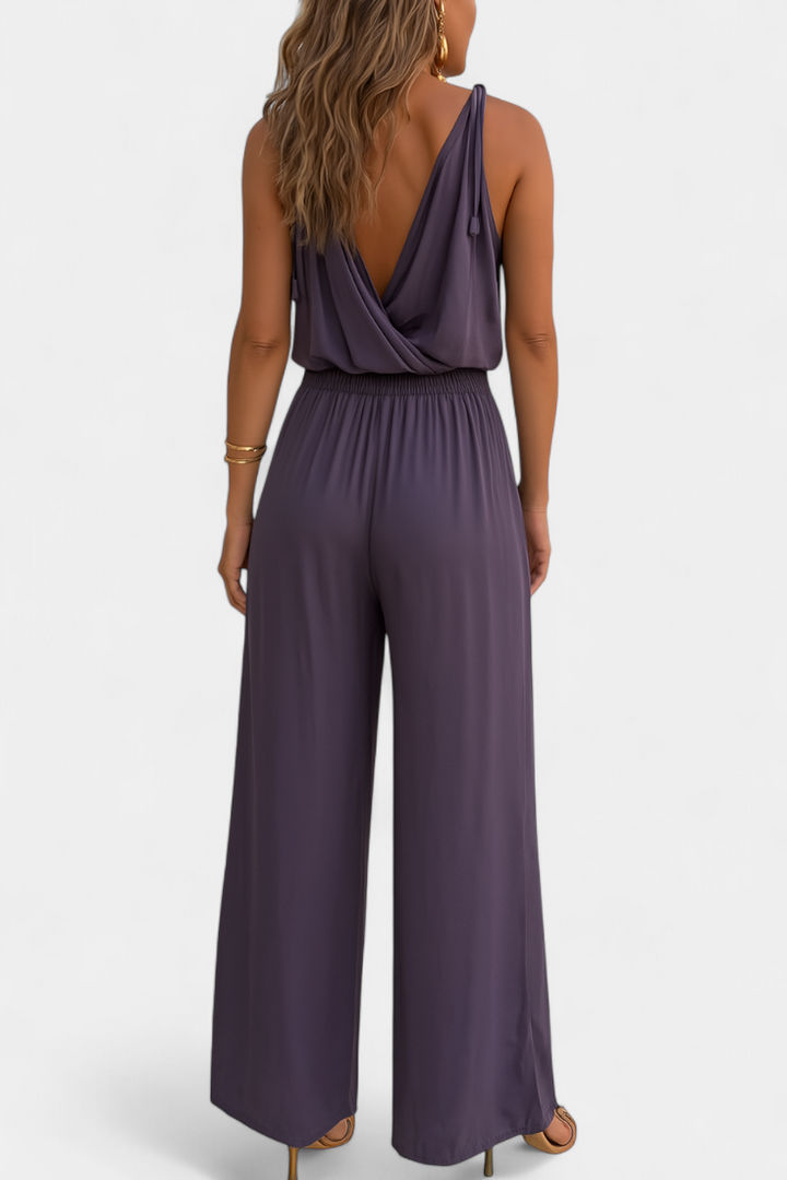 Donatila Unique Jumpsuit with Golden Details and Open Legs
