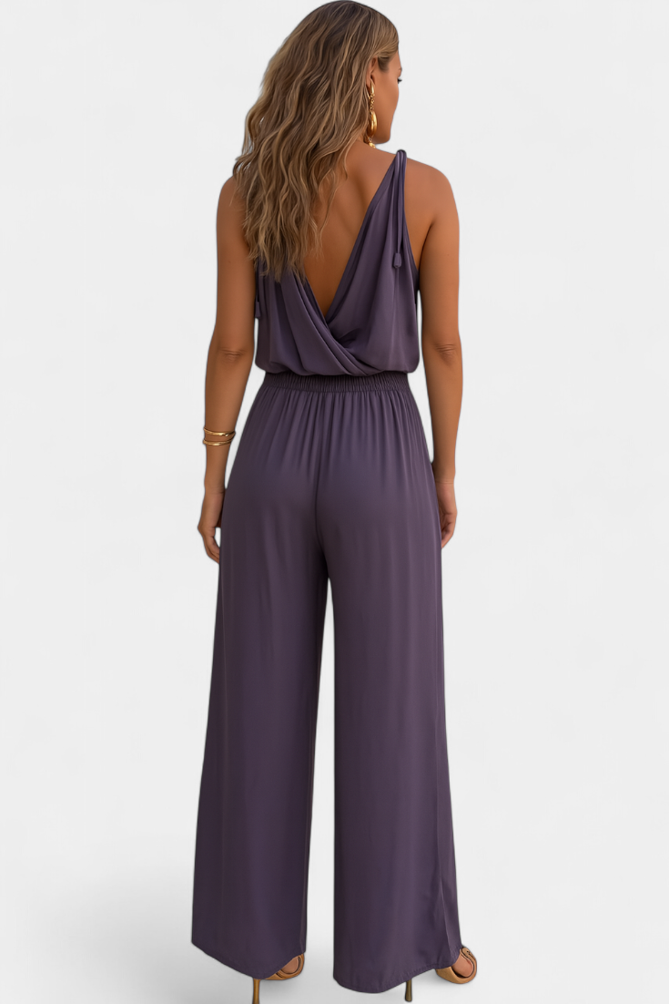 Donatila Unique Jumpsuit with Golden Details and Open Legs