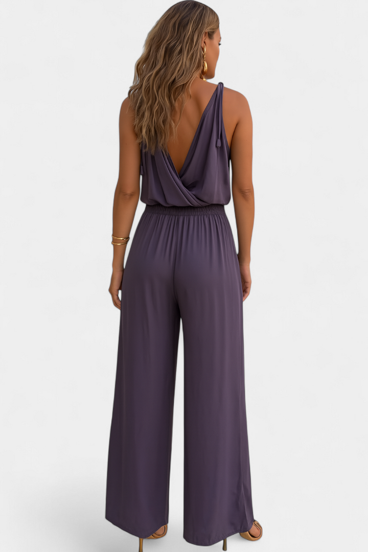 Donatila Unique Jumpsuit with Golden Details and Open Legs