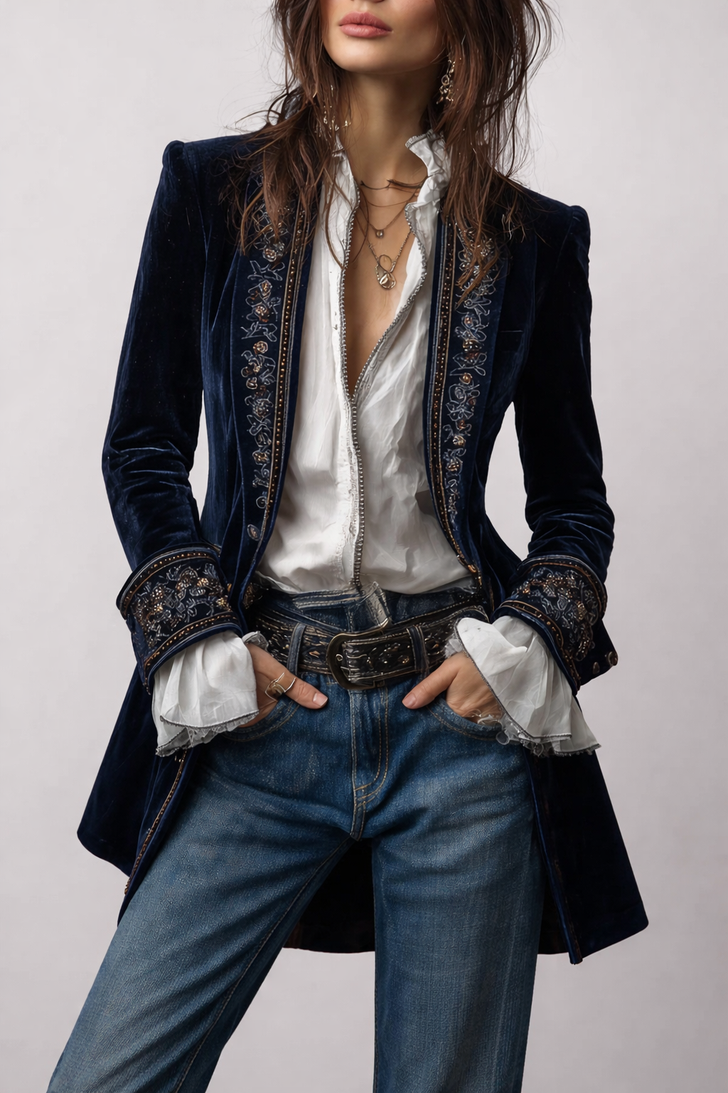 Erica | Long Velvet Vintage Jacket