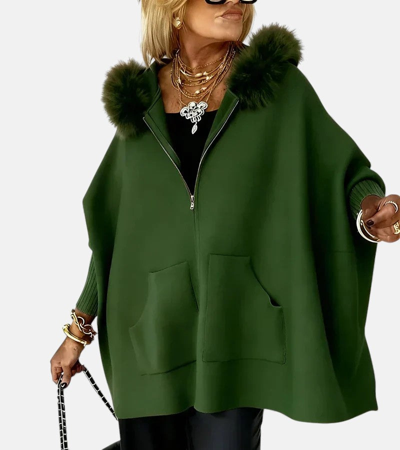Arabelle | Hooded Coat with Fur Collar