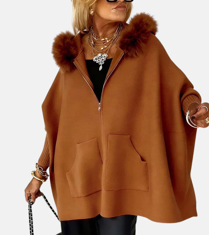 Arabelle | Hooded Coat with Fur Collar