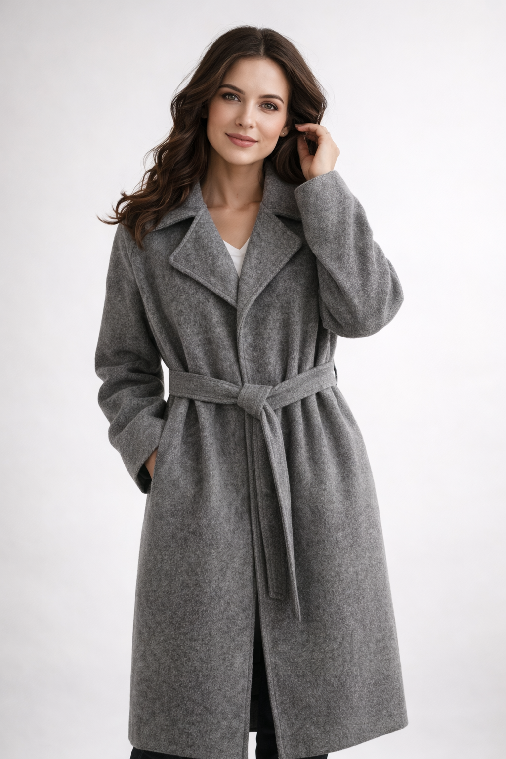 Kaithlin - Elegant Belted Long Coat