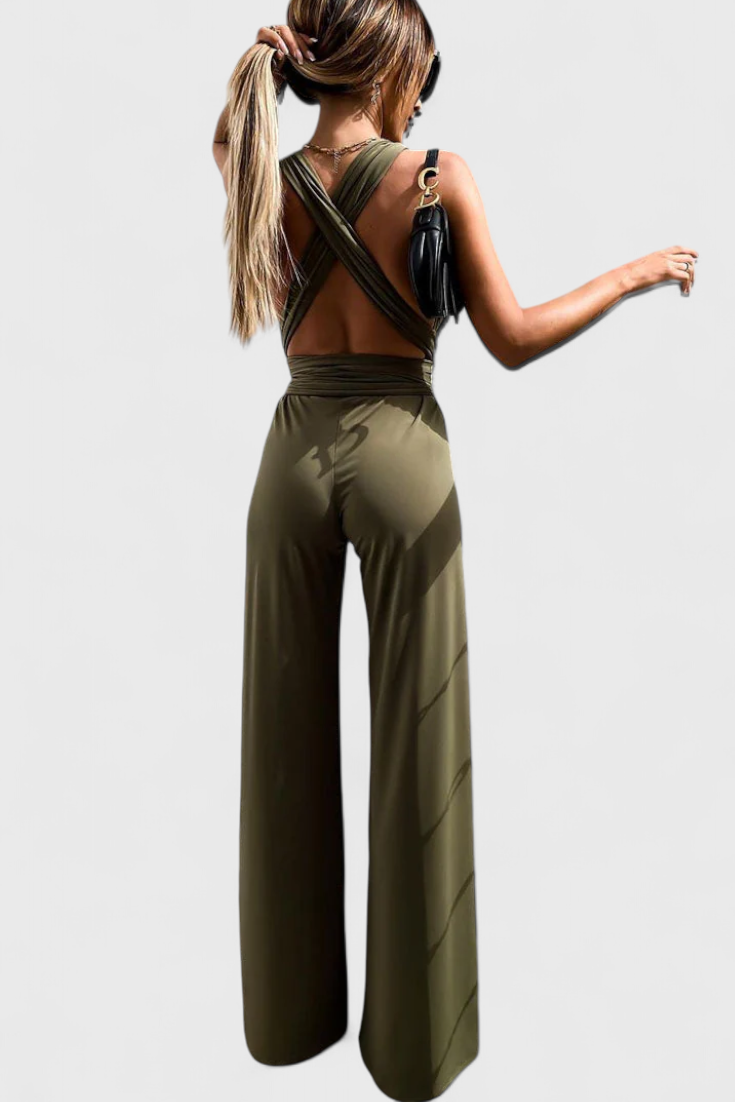 Ivana Jumpsuit with Wide Legs and Crossed Back