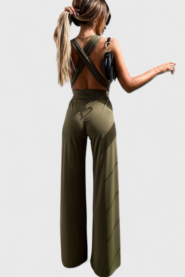 Ivana Jumpsuit with Wide Legs and Crossed Back