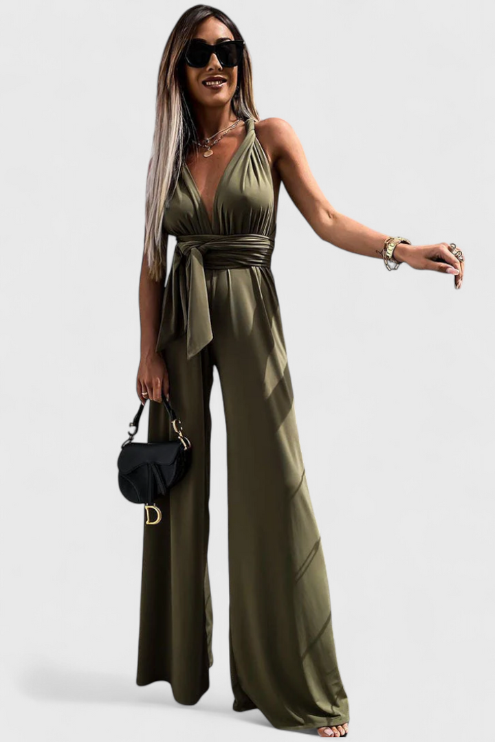 Ivana Jumpsuit with Wide Legs and Crossed Back