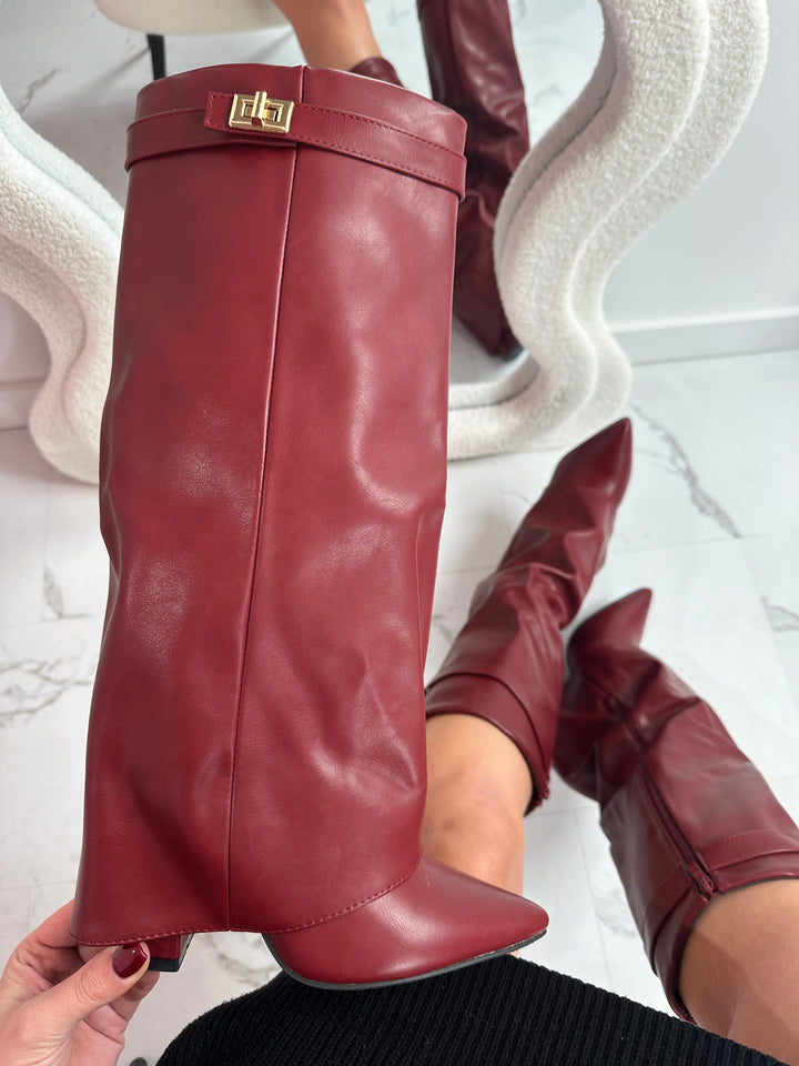 Eloise™ | Burgundy Leather Boots