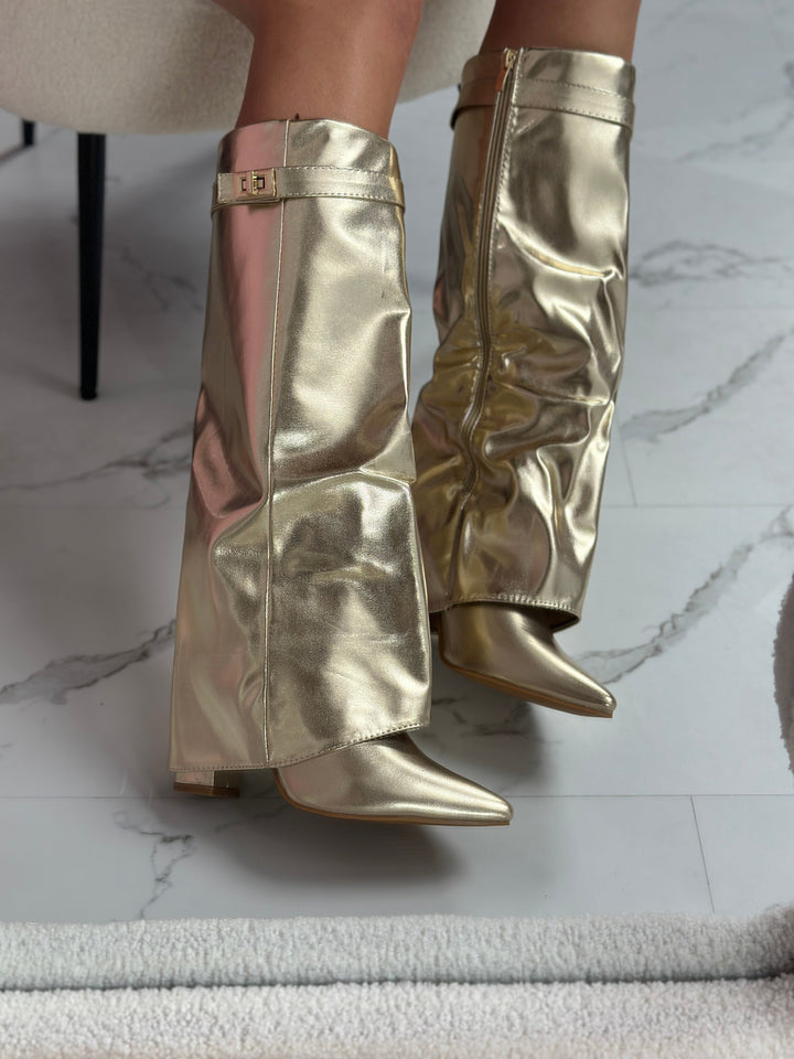 Seraphina™ | Gold Leather Boots