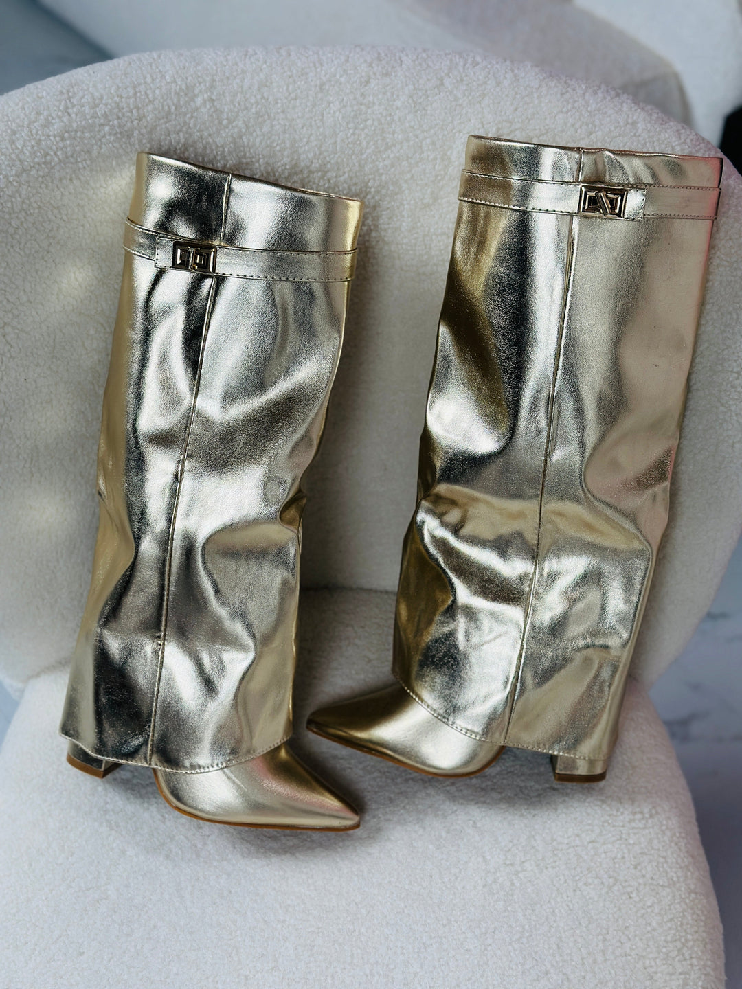 Seraphina™ | Gold Leather Boots
