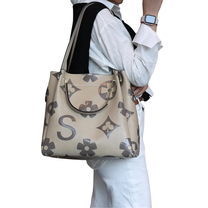 Celina™ | Embossed Floral Tote & Crossbody Handbag Set