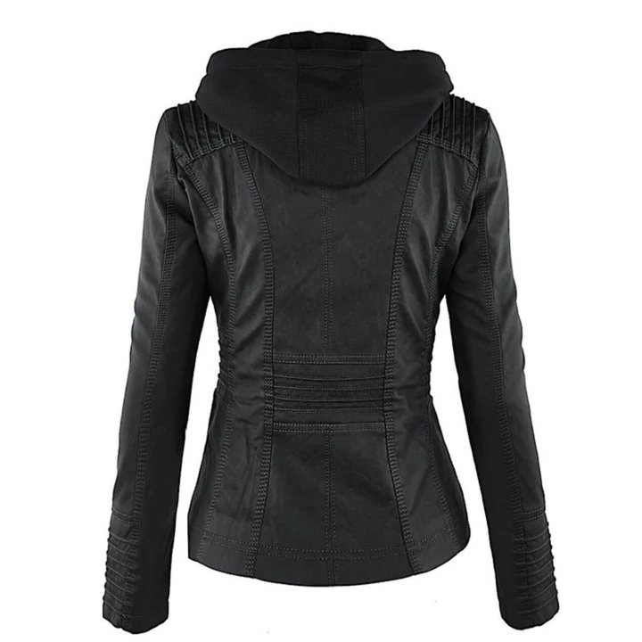 Ysolde | Leather Hooded Jacket