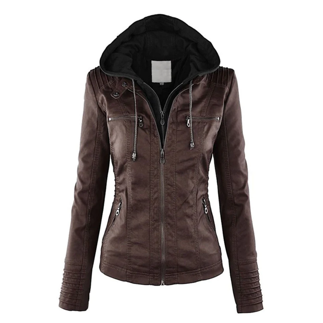 Ysolde | Leather Hooded Jacket